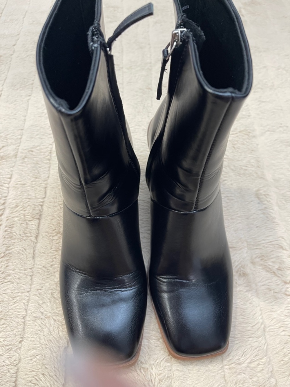 Time and Tru Black Square-Toe Ankle Booties